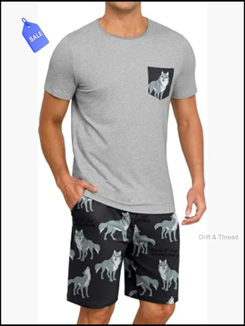 Mens 2pc Short Sleeve Pajama Set with Pockets, Lightweight Rayon Lounge Set
